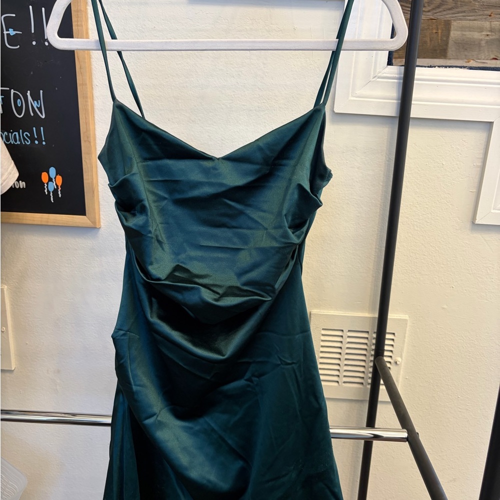 Elegant Green Satin Dress